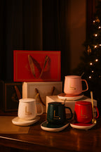 Ceramic Mug With Lid With Spoon Set W/ Warmer- SOLENNE SERAVA, Gift Box, Coffee Mug, For Office Or Home Use, Portable...