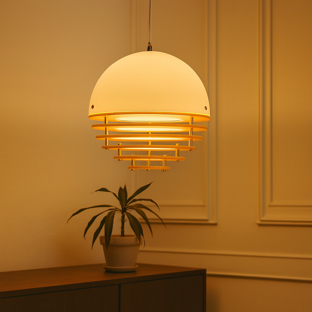 Sunset Glow Vintage Cream-style Chandelier- SOLENNE SERAVA, Bauhaus Bar Window Light Memphis Designer Ambient Light, Restaurant Style