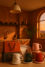 Ceramic Mug With Lid With Spoon Set W/ Warmer- SOLENNE SERAVA, Gift Box, Coffee Mug, For Office Or Home Use, Portable...