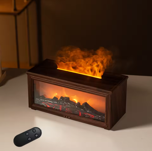 Fireplace Air Humidifier Essential Oil Diffuser with LED Light & Remote Control - SOLENNE SERAVA...