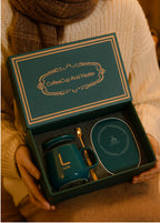 Ceramic Mug With Lid With Spoon Set W/ Warmer- SOLENNE SERAVA, Gift Box, Coffee Mug, For Office Or Home Use, Portable...