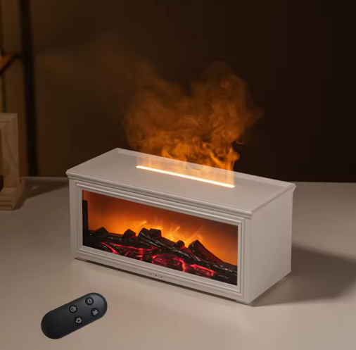Fireplace Air Humidifier Essential Oil Diffuser with LED Light & Remote Control - SOLENNE SERAVA...